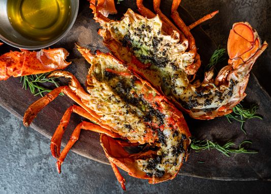 BBQ lobster with butter lemon sauce