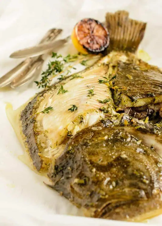 Slow Roast Turbot In Lemon, Thyme, And Anchovy Oil