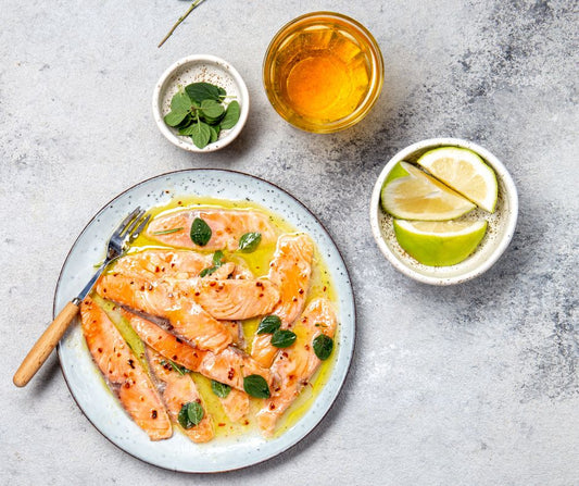 Salmon crudo with fresh spices and herbs